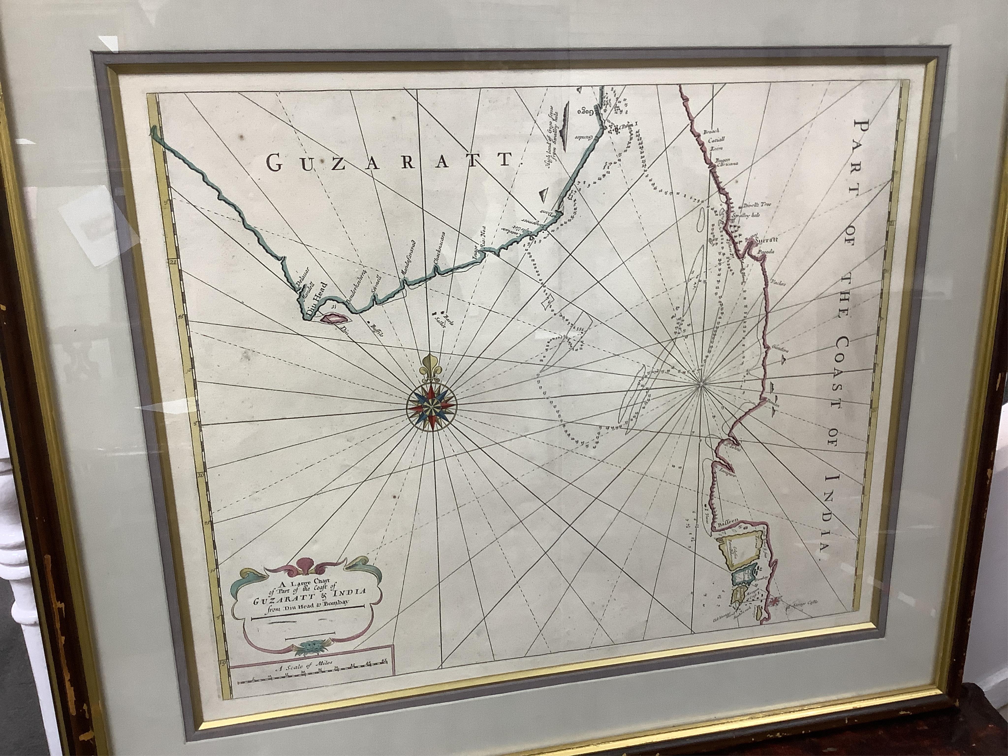 Samuel Thornton (18th. C), set of six coloured maps to include: ‘India’, ‘Coremandell’ and the ‘Coast of Mallabar’, 46 x 55cm. Condition - fair